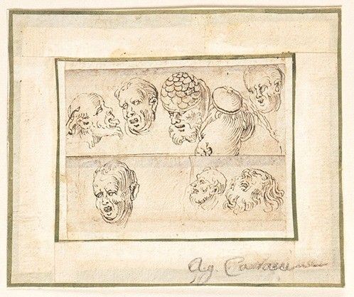 SCUOLA BOLOGNESE, PRIMA META&#8217; DEL XVII SECOLO - Studio di sette teste...