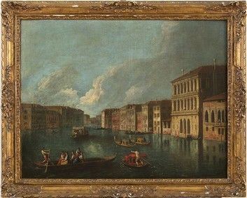 JOHANN ANTON RICHTER (Stoccolma, 1665 - Venezia, 1745), ATTRIBUITO : Veduta del Canal Grande con Palazzo Corner della Ca' Granda...  - Asta Dipinti, disegni, sculture e oggetti di antiquariato dal XV al XIX secolo - Bertolami Fine Art - Casa d'Aste