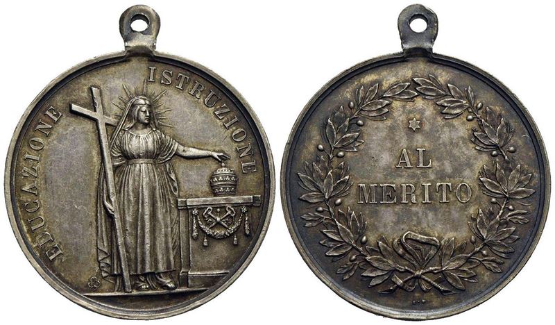 Stato Pontificio. Gregorio XVI (1831 - 1846). Medaglia al Merito Scolastico. Ag (39mm; 23,17 G). ...
