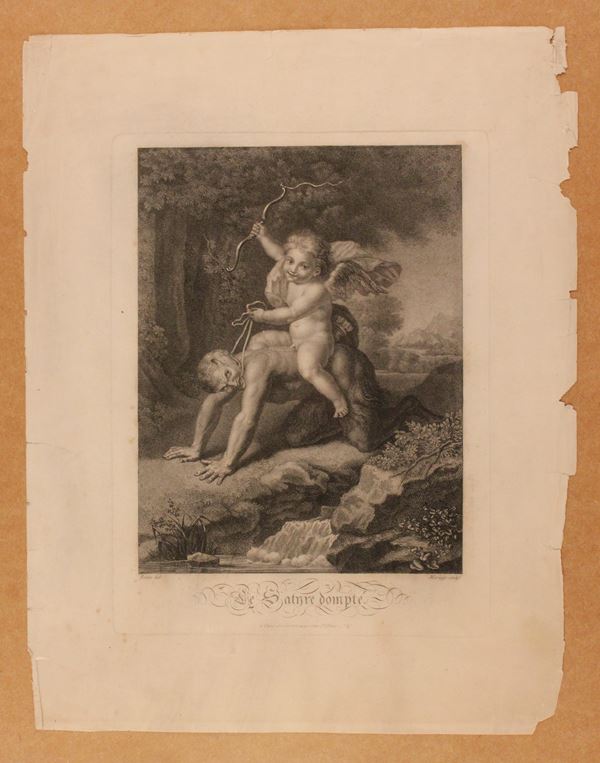 Jean Fran&#231;ois Mariage : L'Amour Vainqueur/Le Satir Dompté...  (Grafica e Multipli d'Autore...)  - Etching au pointillé, 35x44 cm - Auction STAMPE, LIBRI E CARTE GEOGRAFICHE  - Bertolami Fine Art - Casa d'Aste