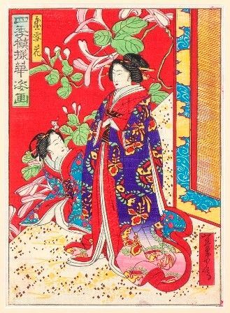 Hasegawa Sadanobu II
(1848-1940)

Dieci stampe con beltà femminili e fiori...