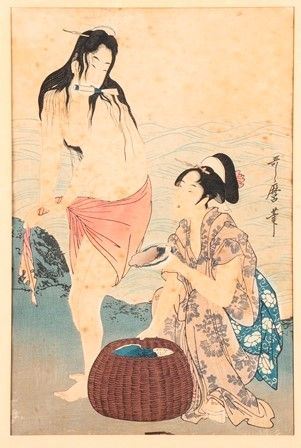 Stampa Kitagawa Utamaro  -  Pescatrici di awabi...  - Asta Arte Asiatica e Bonsai - Bertolami Fine Art - Casa d'Aste