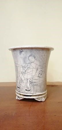 VASO IN CERAMICA DIPINTA CON SCENE EROTICHE DI PETER KREBS?1992...