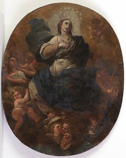 Scuola napoletana, XVIII secolo : Vergine Maria...  - Auction Dipinti, disegni, sculture e oggetti di antiquariato dal XV al XIX secolo - Bertolami Fine Art - Casa d'Aste