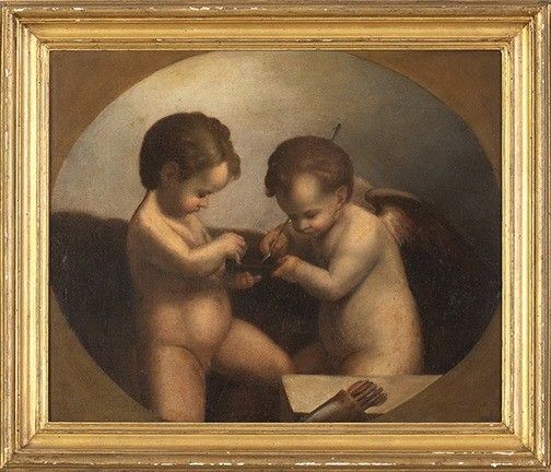 Coppia di putti, copia parziale dalla Danae di Antonio Allegri, detto il Correg...  - Auction Dipinti, disegni, sculture e oggetti di antiquariato dal XV al XIX secolo - Bertolami Fine Art - Casa d'Aste