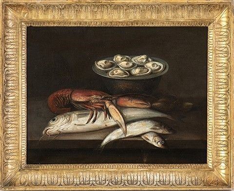 Scuola Napoletana, seconda met&#224; XVII secolo - Natura morta di pesci...