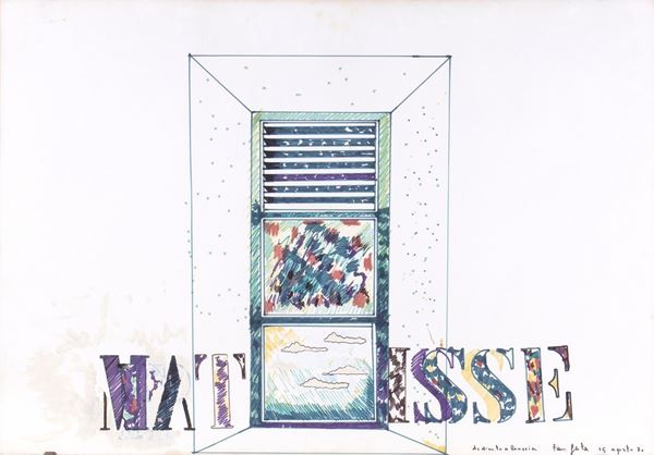 Tribute to Matisse, 1970  - Markers on paper, 68 x 97 cm - Auction Dipinti, Disegni e Sculture dal XIX al XXI secolo e Collezione Cornelio Di Marzio - Bertolami Fine Art - Casa d'Aste