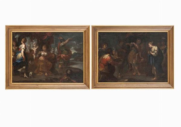 PIER DANDINI (Firenze, 1646 - 1712) - Coppia di scene dall'antico testamento...