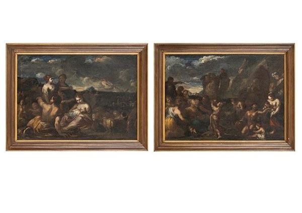 PIER DANDINI (Firenze, 1646 - 1712) : Mosè fa scaturire l'acqua dalle rocce - Scena veterotestamentaria. Coppia di di...  - Asta Dipinti, disegni, sculture e oggetti di antiquariato dal XV al XIX secolo - Bertolami Fine Art - Casa d'Aste