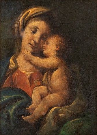 Madonna con Bambino...  - Asta Dipinti, disegni, sculture e oggetti di antiquariato dal XV al XIX secolo - Bertolami Fine Art - Casa d'Aste