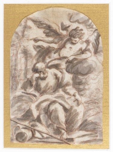 San Matteo e l'angelo...  - Asta Dipinti, disegni e sculture dal XV al XIX secolo. - Bertolami Fine Art - Casa d'Aste