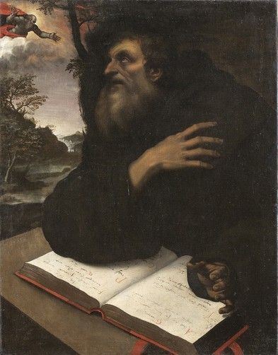 GEROLAMO MUZIANO (Acquafredda, 1528 - Roma, 1592 ), ATTRIBUITO - Visione mistica di Sant'Antonio abate...
