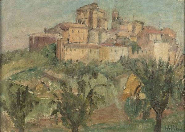 Veduta di Montefiore dell’Aso...  - Auction ARTE MODERNA E CONTEMPORANEA DAL XIX AL XXI SECOLO Con una sezione dedicata all’arte a Roma tra le due guerre - Bertolami Fine Art - Casa d'Aste