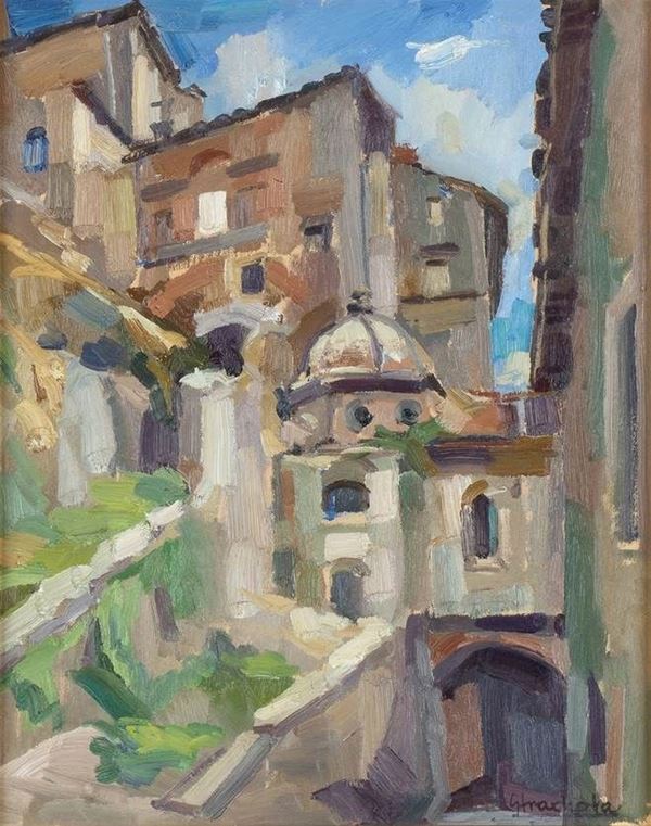 JOSEPH FRANZ STRACHOTA
Vienna, 1910 - ? : Paese...  - Auction ARTE MODERNA E CONTEMPORANEA DAL XIX AL XXI SECOLO Con una sezione dedicata all’arte a Roma tra le due guerre - Bertolami Fine Art - Casa d'Aste