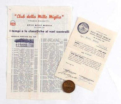 XVIII Mille Miglia, medaglia e attestato...  - Asta Fashion & Luxury, Gioielli, Memorabilia, Militaria, Medaglie e Ordini Cavallereschi - Bertolami Fine Art - Casa d'Aste