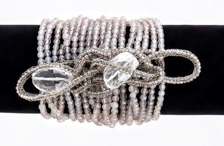 BRACCIALE MANCHETTE MULTIFILO IN PERLE DI AGATA GRIGIA E DUE TOPAZI BIANCHI ...  - Auction Fashion & Luxury, Gioielli, Memorabilia, Militaria, Medaglie e Ordini Cavallereschi - Bertolami Fine Art - Casa d'Aste