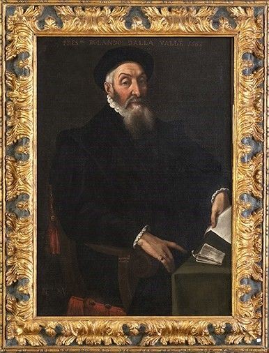 LORENZO COSTA IL GIOVANE (Mantova, 1537 - 1583) : Ritratto di Rolando Dalla Valle all'età di 66 anni....  - Auction Dipinti, disegni, sculture e oggetti di antiquariato dal XV al XIX secolo - Bertolami Fine Art - Casa d'Aste