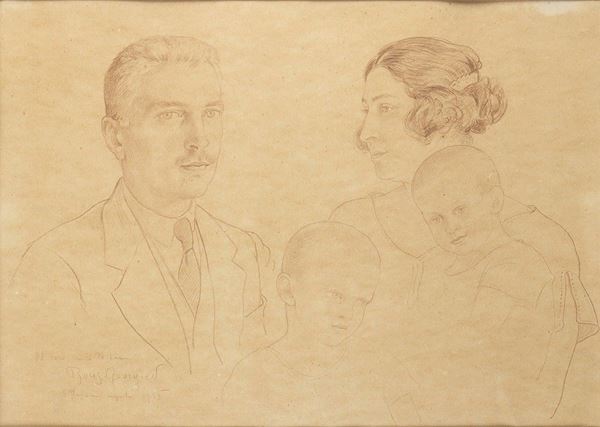 BORIS GEORGIEV : Ritratto di famiglia, 1925...  - Asta ARTE MODERNA E CONTEMPORANEA DAL XIX AL XXI SECOLO Con una sezione dedicata all’arte a Roma tra le due guerre - Bertolami Fine Art - Casa d'Aste