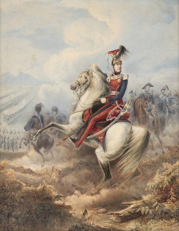 Ritratto di Ferdinando II a cavallo, 1850 circa...  - Auction ARTE MODERNA E CONTEMPORANEA DAL XIX AL XXI SECOLO Con una sezione dedicata all’arte a Roma tra le due guerre - Bertolami Fine Art - Casa d'Aste