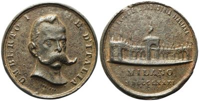 Regno D'italia. Umberto i (1878 - 1900). Medaglia per L'esposizione Industria Italiana di Milano ...