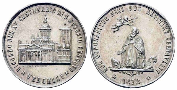 VERCELLI.  Medaglia 1875 per il XV centenario di S. Eusebio vescovo. Facciata d...  - Asta Monete e medaglie moderne Italiane ed Estere - Bertolami Fine Art - Casa d'Aste