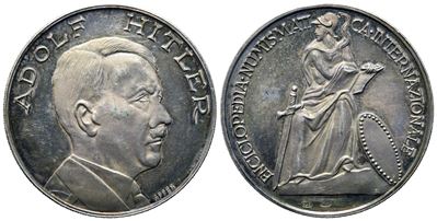 Personaggi. Adolf Hitler. Medaglia a Cura Dell'enciclopedia Numismatica Internazionale. Ag 925 (4...