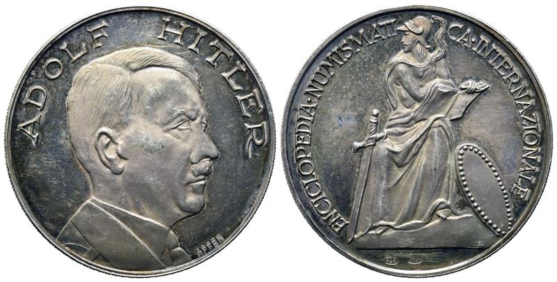Personaggi. Adolf Hitler. Medaglia a Cura Dell'enciclopedia Numismatica Internazionale. Ag 925 (4...