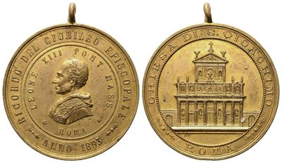 Roma. Leone XIII (1878 - 1903) Medaglia con Appiccagnolo 1893 per il Giubileo Episcopale del Pont...