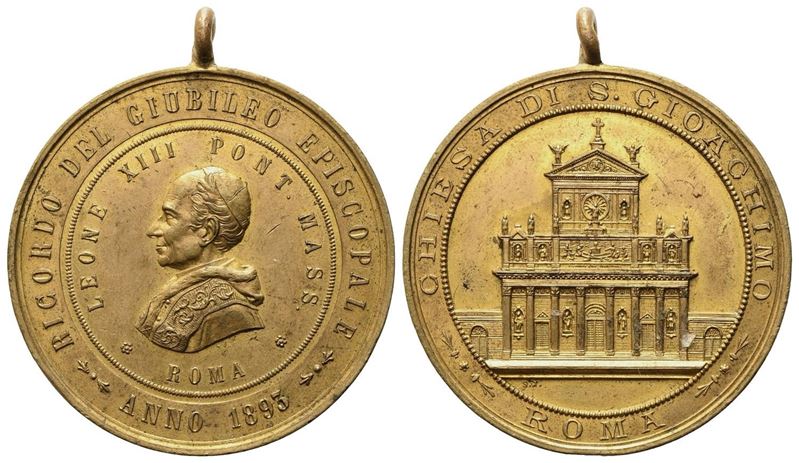 Roma. Leone XIII (1878 - 1903) Medaglia con Appiccagnolo 1893 per il Giubileo Episcopale del Pont...