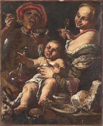 SEGUACE DI  VINCENZO CAMPI (Cremona, 1536 - 1591) - Il pranzo dei contadini...