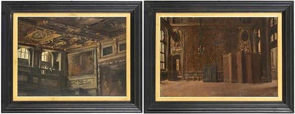 A) Veduta di interno di Palazzo vecchio a Firenze;  B) Veduta di interno di Pal...  - Auction Dipinti, disegni, sculture e oggetti di antiquariato dal XV al XIX secolo - Bertolami Fine Art - Casa d'Aste