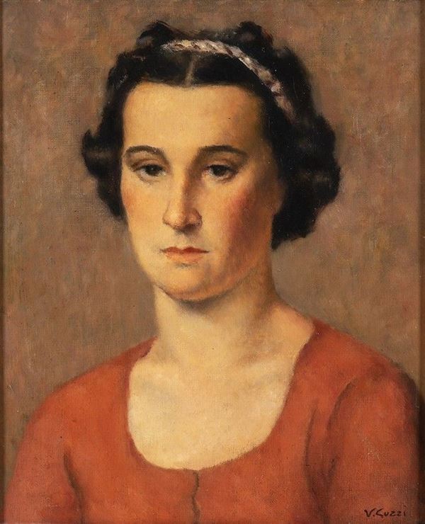 VIRGILIO GUZZI
Molfetta, 1902 - Roma, 1978 - Ritratto di giovane ragazza, 1927...