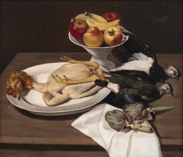 FRANCESCO TROMBADORI : Natura morta con pollo spennato, 1928...  - Asta ARTE MODERNA E CONTEMPORANEA DAL XIX AL XXI SECOLO Con una sezione dedicata all’arte a Roma tra le due guerre - Bertolami Fine Art - Casa d'Aste