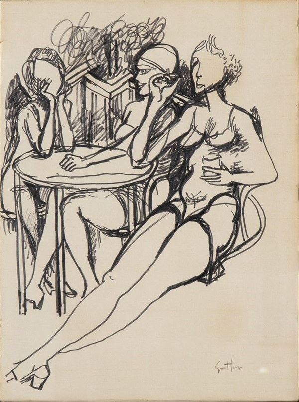 RENATO GUTTUSO
Bagheria, 1911 - Roma, 1987 - Tre donne al bar, Anni ‘70...