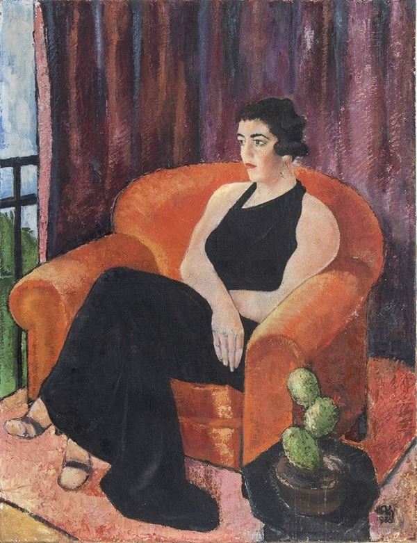 AMERIGO TOTH
Feh&#233;rv&#225;rcsurg&#243;, 1909 - Roma, 1984 - Ritratto di donna in abito rosa, 1936...