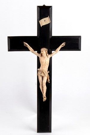 Crocifisso francese in avorio ed ebano - XIX secolo...
