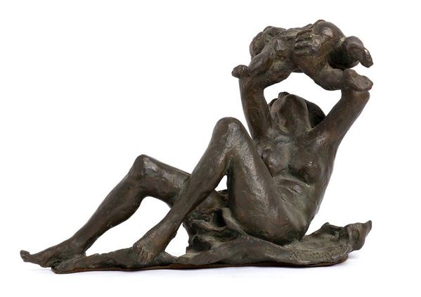 AUGUSTO MURER : Donna con bambino, 1977...  - Asta ARTE MODERNA E CONTEMPORANEA DAL XIX AL XXI SECOLO Con una sezione dedicata all’arte a Roma tra le due guerre - Bertolami Fine Art - Casa d'Aste