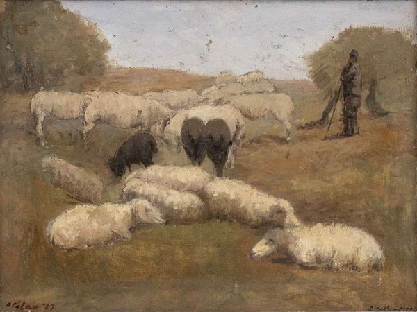 DOMENICO COLAO
Monteleone Calabro, 1881 - Roma, 1943 : Paesaggio con pecore, 1922...  - Asta ARTE MODERNA E CONTEMPORANEA DAL XIX AL XXI SECOLO Con una sezione dedicata all’arte a Roma tra le due guerre - Bertolami Fine Art - Casa d'Aste