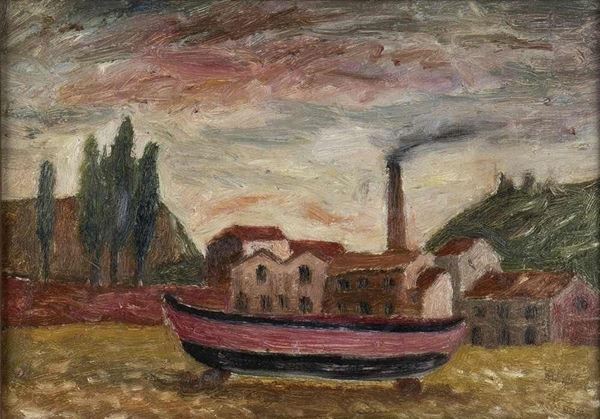 ALFREDO FURIGA
Varese, 1903 - Roma, 1972 : Paesaggio con barca e fabbrica, 1925-1930...  - Asta ARTE MODERNA E CONTEMPORANEA DAL XIX AL XXI SECOLO Con una sezione dedicata all’arte a Roma tra le due guerre - Bertolami Fine Art - Casa d'Aste