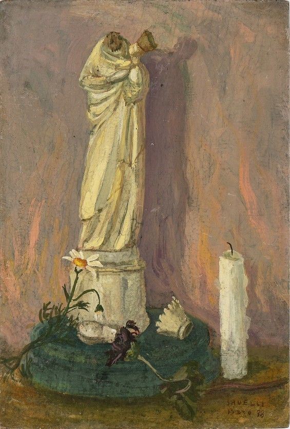 ANGELO SAVELLI : Natura morta con statuina, 1938...  - Auction ARTE MODERNA E CONTEMPORANEA DAL XIX AL XXI SECOLO Con una sezione dedicata all’arte a Roma tra le due guerre - Bertolami Fine Art - Casa d'Aste