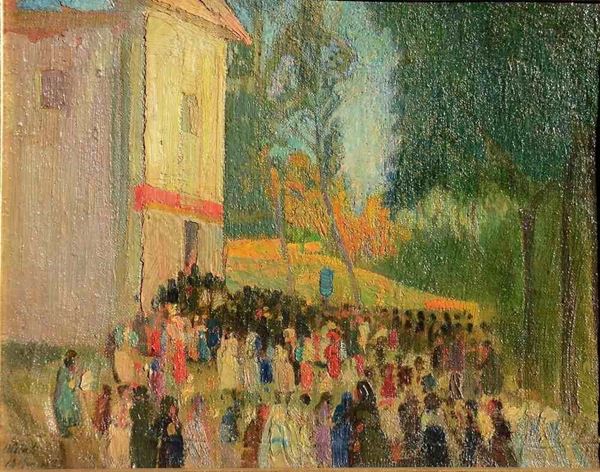 EVANGELINA GEMMA ALCIATI
Torino, 1883 - 1959 - Processione in campagna...