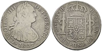 Messico. Citta' del Messico. Carlo IV. 8 Reales 1807. Ag 25,50gr. Km# 109