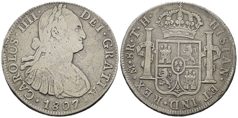 Messico. Citta' del Messico. Carlo IV. 8 Reales 1807. Ag 25,50gr. Km# 109