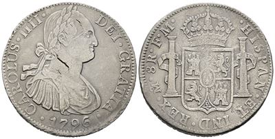 Messico. Citta' del Messico. Carlo IV. 8 Reales 1796. Ag 26,10gr. Km# 109