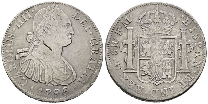 Messico. Citta' del Messico. Carlo IV. 8 Reales 1796. Ag 26,10gr. Km# 109