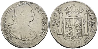 Messico. Citta' del Messico. Carlo IV. 8 Reales 1788. Ag 25,70gr. Km# 109