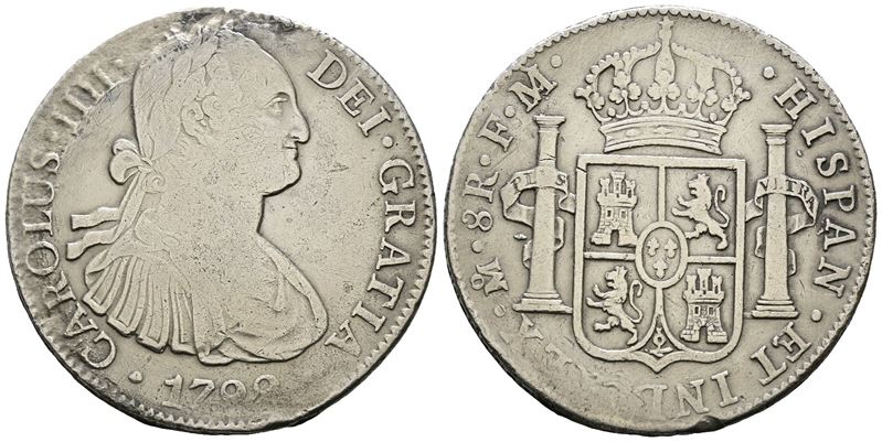 Messico. Citta' del Messico. Carlo IV. 8 Reales 1788. Ag 25,70gr. Km# 109