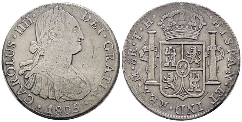 MESSICO. CITTA' DEL MESSICO. Carlo IV (1788-1808). 8 reales 1805. KM 109; Ag; 25,25gr