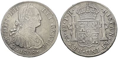Messico. Citta' del Messico. Carlo IV. 8 Reales 1808. Ag 25,39gr. Km# 109