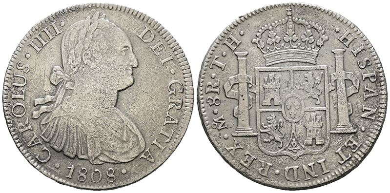 Messico. Citta' del Messico. Carlo IV. 8 Reales 1808. Ag 25,39gr. Km# 109